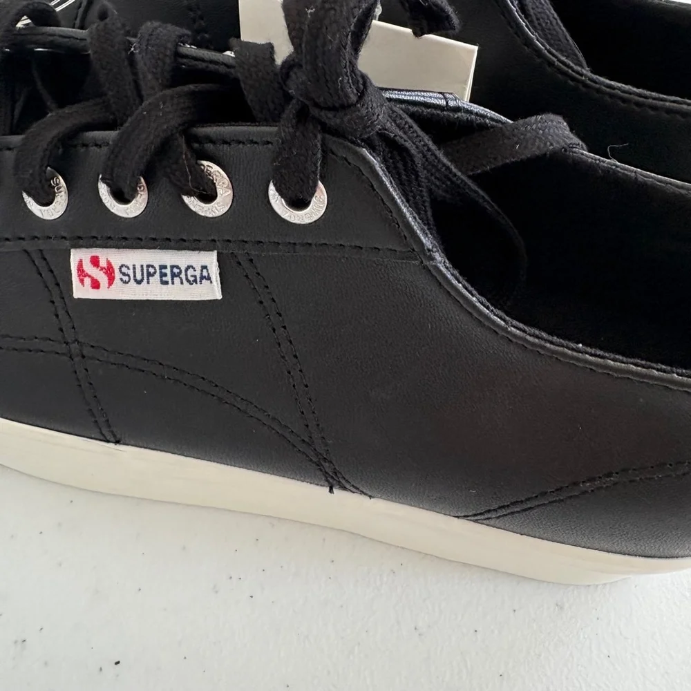 NWT Superga 2790 Nappa Platform Sneakers, Black, Size 9 women